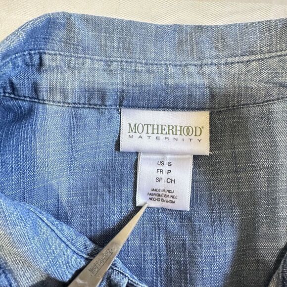 Motherhood Blue Denim Long Sleeve Shirt Maternity Dress With Pockets Size Small - Picture 12 of 12